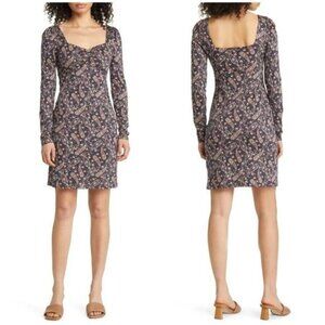 New BODEN Paisley Sweetheart Neck Long Sleeve Cotton‎ Blend Dress Size 8